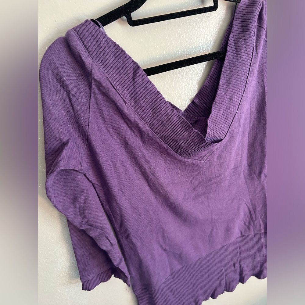 Zara | 100% cotton purple deep v-neck oversized sweater | size S - Picture 8 of 12